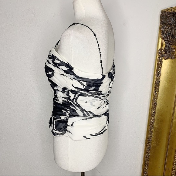 Neiman Marcus Y2K Vibes Square Neck Beaded Shoulder Strap Structured Top Size 8 - Picture 3 of 8